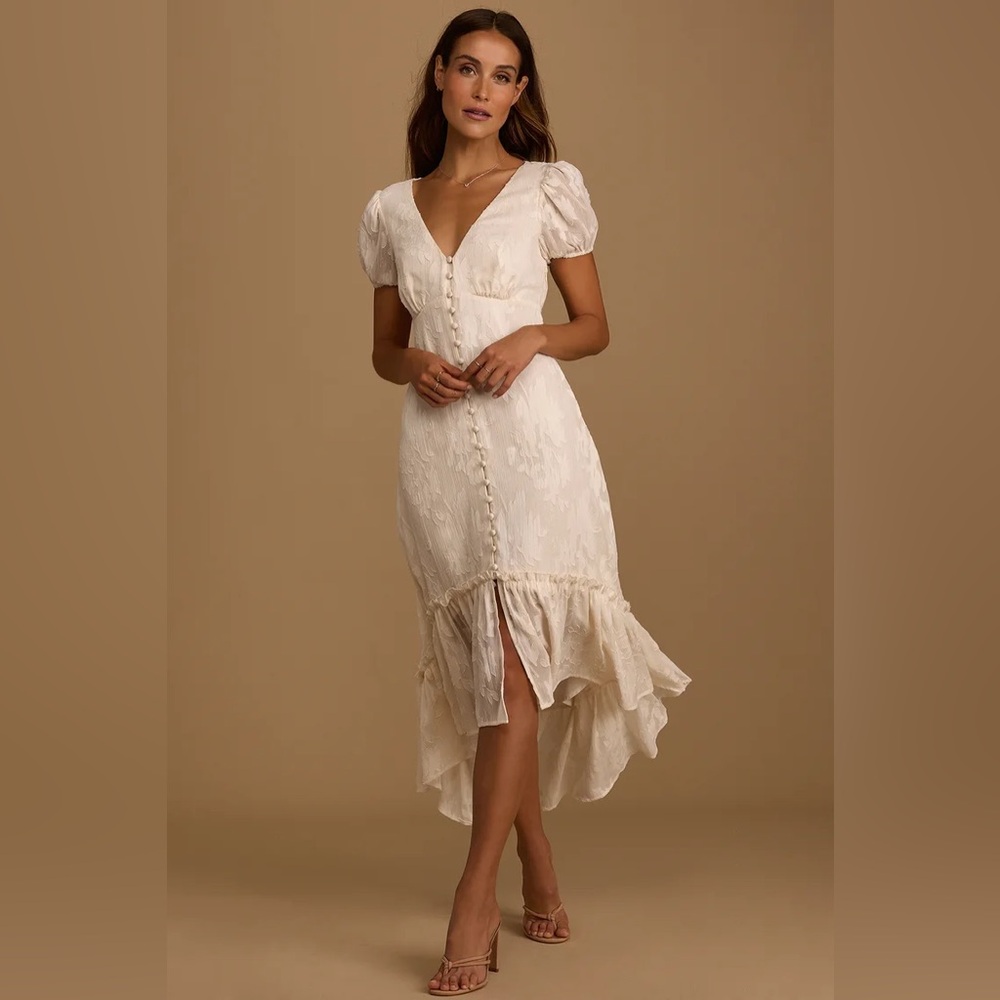 Lulu's Cream Midi Dress